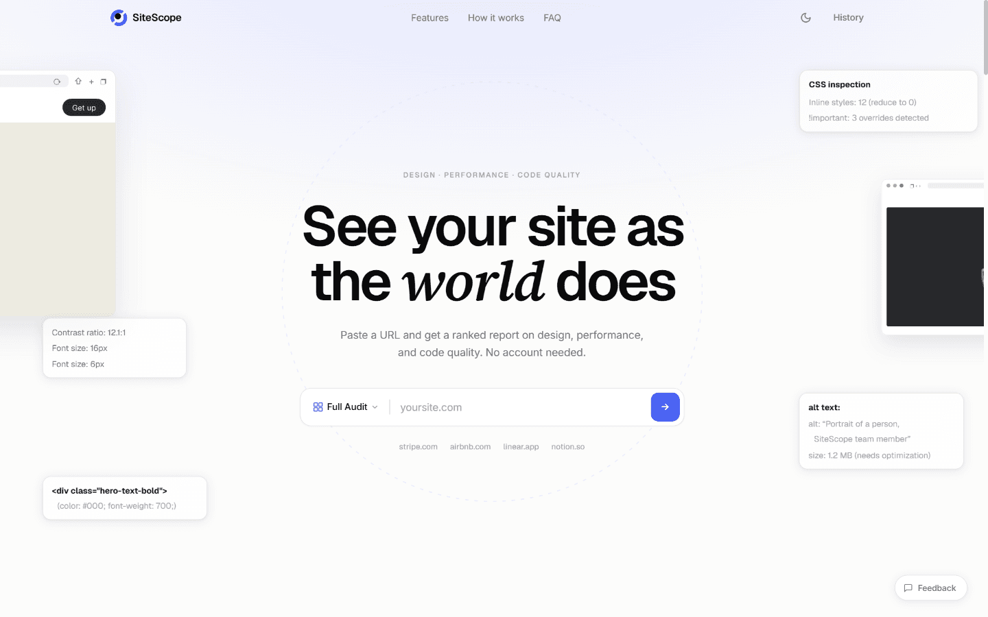 SiteScope landing page hero - See your site as the world does